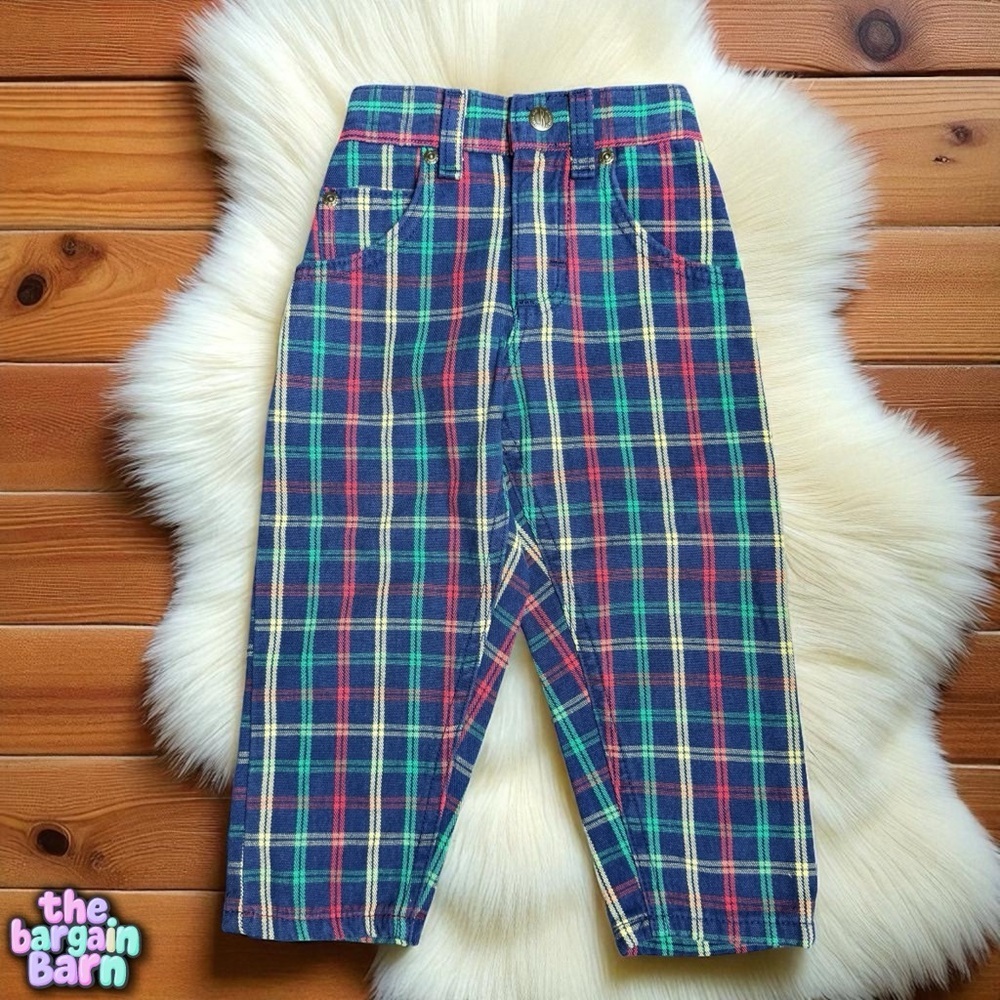 Lee Riders NWT 90s Vintage Boys Plaid Deadstock Retro Baggy Jeans *RARE* (2T) - Picture 3 of 7